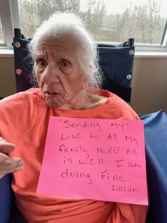 Resident sending love to her family during COVID-19
