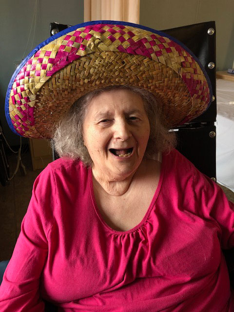 Laughing lady on Cinco de Mayo at San Simeon