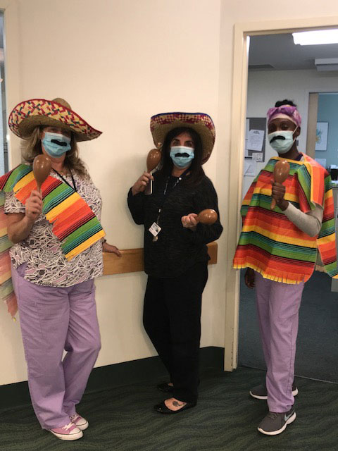 Three San Simeon nurses celebrating Cinco de Mayo