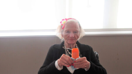 Resident holding a creamsicle