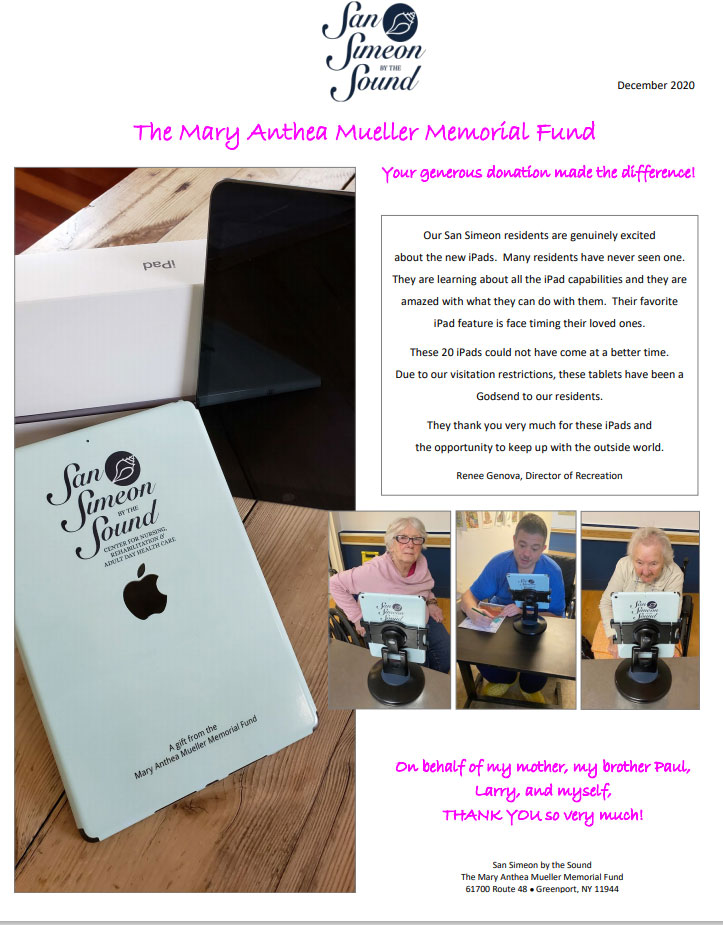 iPad donation thank you letter