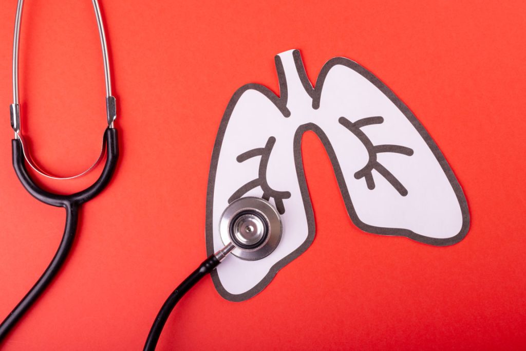 stethoscope and diagram of the lungs